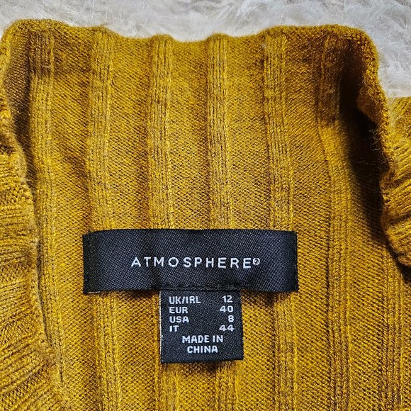 Atmosphere Women's Mustard Yellow Stretch Knitted 3/4 Sleeves Sweat Shirt - Picture 6 of 8